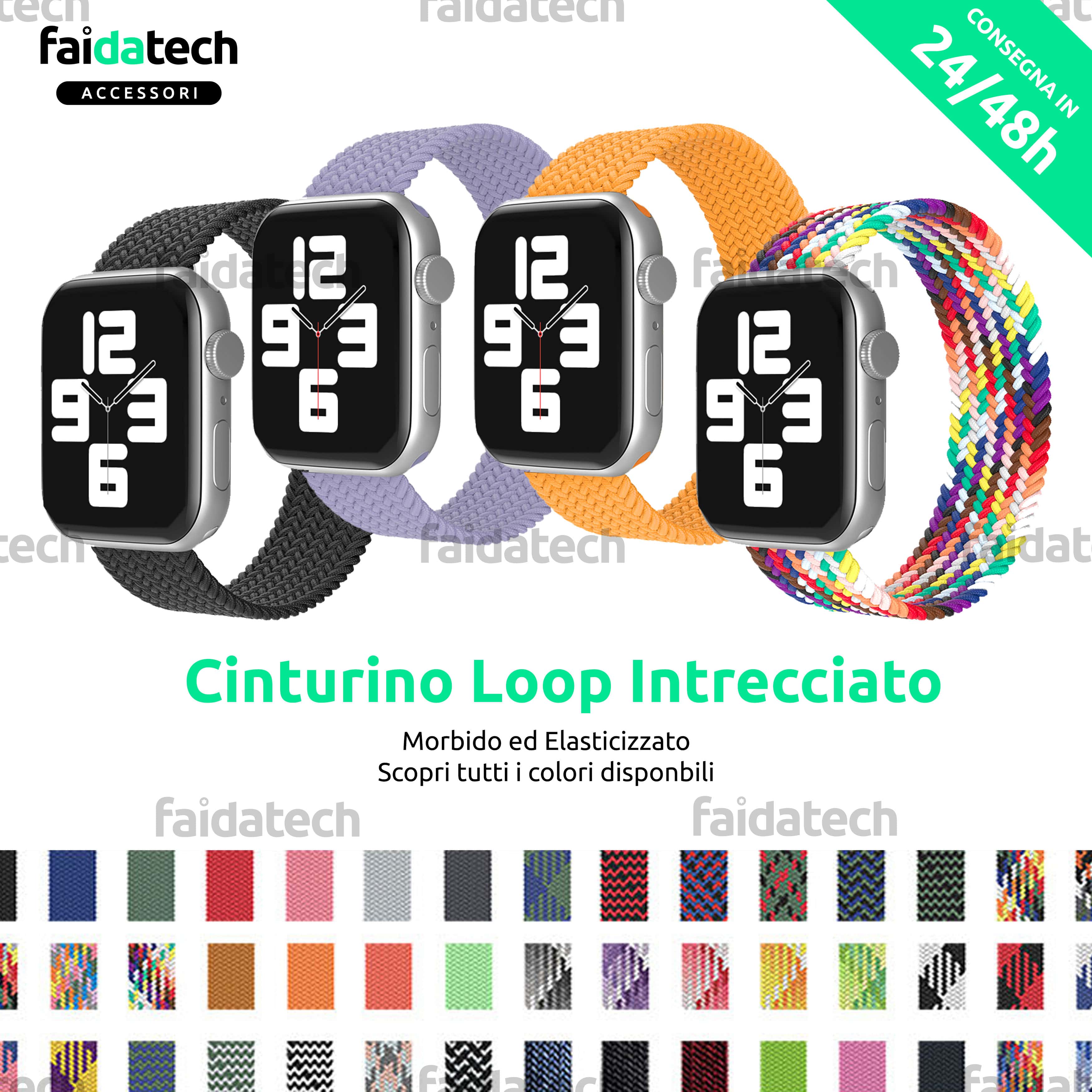 Cinturino Apple Watch 7 6 5 4 3 2 1 SE Loop Intrecciato Elasticizzato